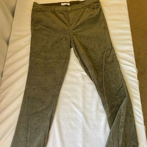 LOFT Corduroy green pants with zipper ankle